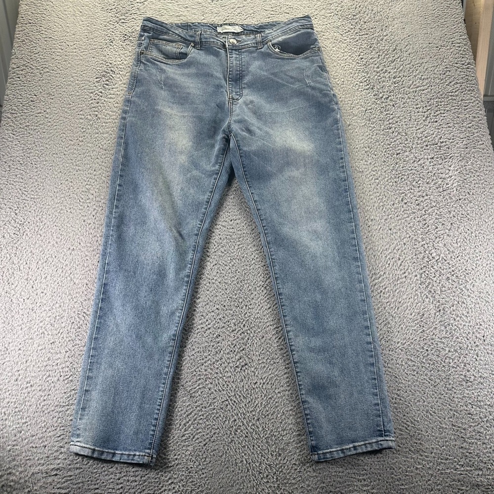 Stitches & Rivets Jeans Mens 40x32 Blue Cotton Denim Straight Leg Workwear Faded